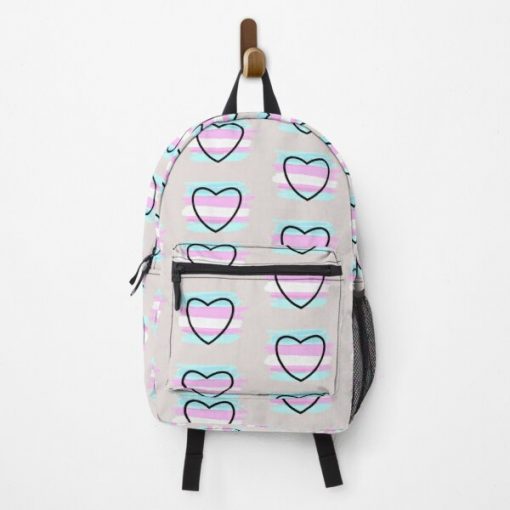 Trans Flag Heart Backpack RB0403 product Offical transgender flag Merch